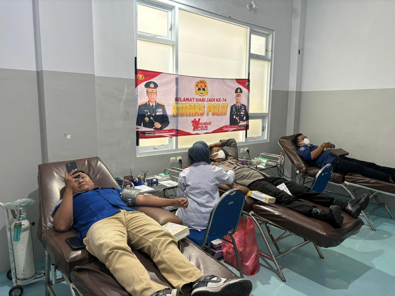 Wujud Kepedulian Humas Polri di Hari Jadi ke-74, Polres Mojokerto Gelar Donor Darah